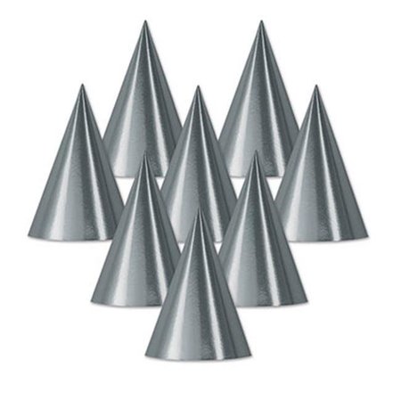 BEISTLE CO Beistle 66002-S Foil Cone Hat; Silver - Pack Of 48 66002-S